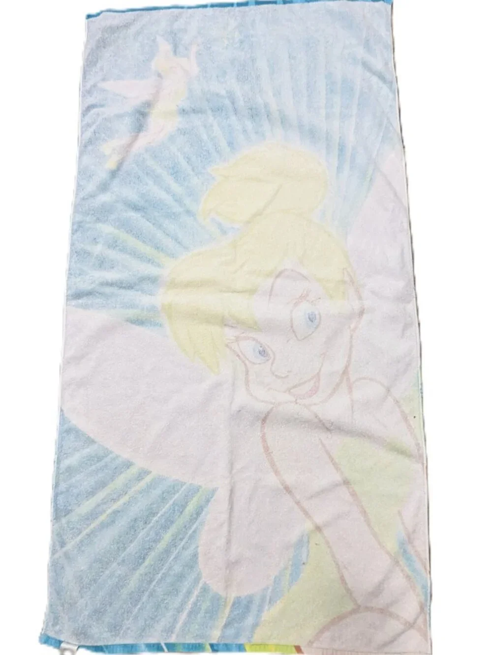 Disney Store Beach Towel Tinkerbell Bath VTG 90s 100% Cotton